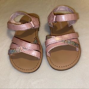Metallic pink strappy sandals